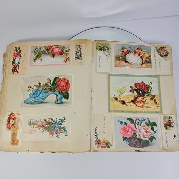 1800s Antique Scrapbook Loaded With Hundreds Of Cards Amazing Historical Book - Picture 14 of 16